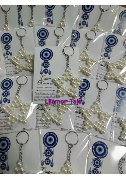 20 Adet Sünnet Hediyesi Inci Yıldız Anahtarlık