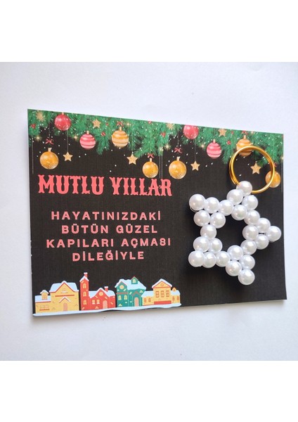 10 Adet Yeniyıl Yılbaşı Hediyesi Inci Anahtarlik