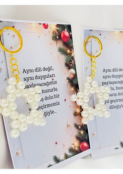 Yılbaşı Noel Hediyelikleri Incili Yıldız Anahtarlık 15 Adet fiyatları
