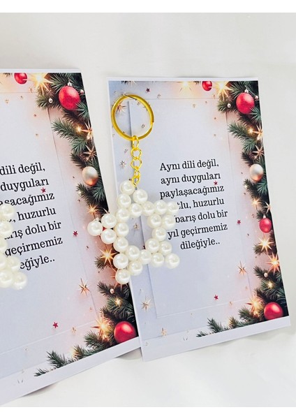 Yılbaşı Noel Hediyelikleri Incili Yıldız Anahtarlık 15 Adet modelleri