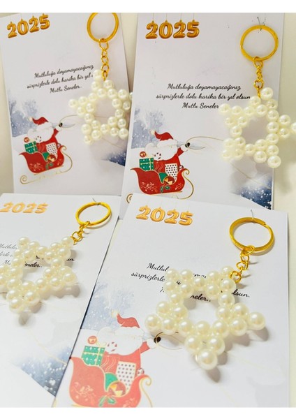 Yılbaşı Noel Hediyelikleri Incili Yıldız Anahtarlık 15 Adet fiyatları