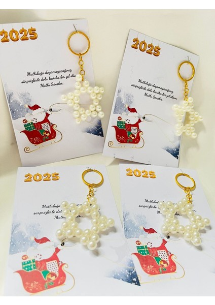 Yılbaşı Noel Hediyelikleri Incili Yıldız Anahtarlık 15 Adet modelleri