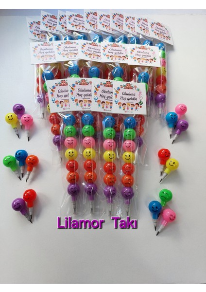 5 Adet Okuluna Hoş Geldin,sınıfına Hoş Geldin Emoji Yumurtlayan Kalem fırsatları