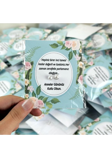 Anneler Günü Hediyesi 100 Adet (Çift)Küpe ve Kartı