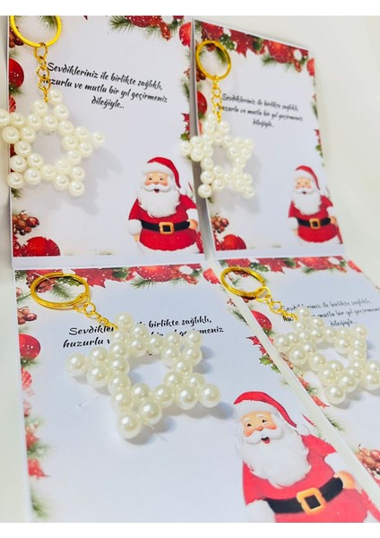 Yılbaşı Noel Hediyelikleri Incili Yıldız Anahtarlık 15 Adet fiyatları