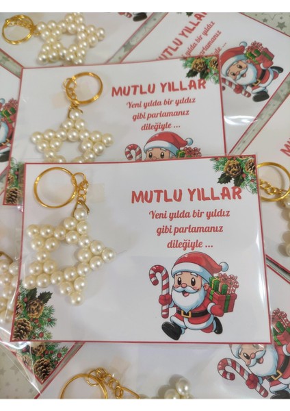 Yeni Yıl Yılbaşı Hediyesi Inci Yıldız Anahtarlık ( 10 Adet) fiyatları