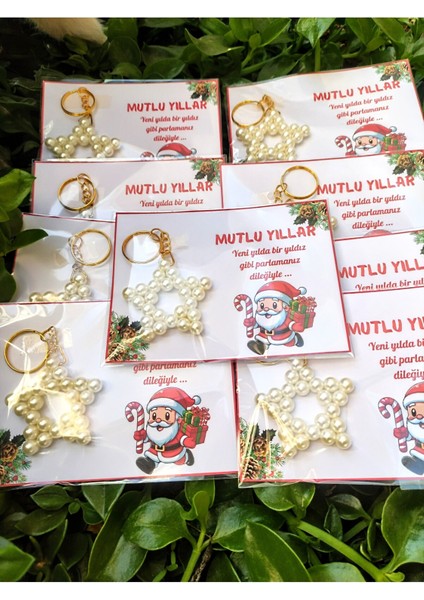 Yeni Yıl Yılbaşı Hediyesi Inci Yıldız Anahtarlık ( 10 Adet) modelleri