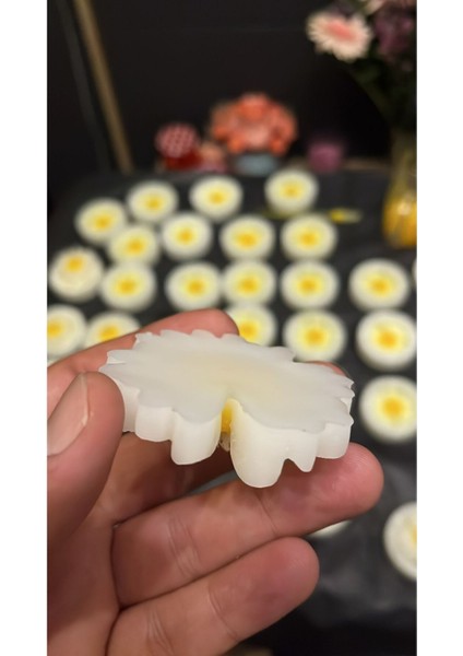 20 Adet Özel Tasarlanmış Kart ve Papatya Mum. Bebek Doğum, Babyshower, Doğum Günü, Hediyelik modelleri