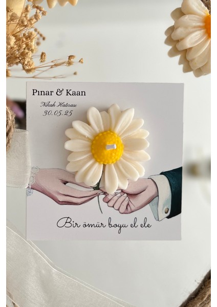 20 Adet Özel Tasarlanmış Kart ve Papatya Mum. Düğün, Nişan, Nikah, Söz, Doğum Günü, Nikah Hediyelik fiyatları