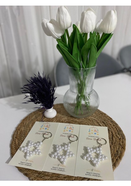 10 Adet Inci Yıldız Anahtarlık (Hoşgeldin Bebek Temalı) Kız/erkek Yenidoğan Mevlid fırsatları