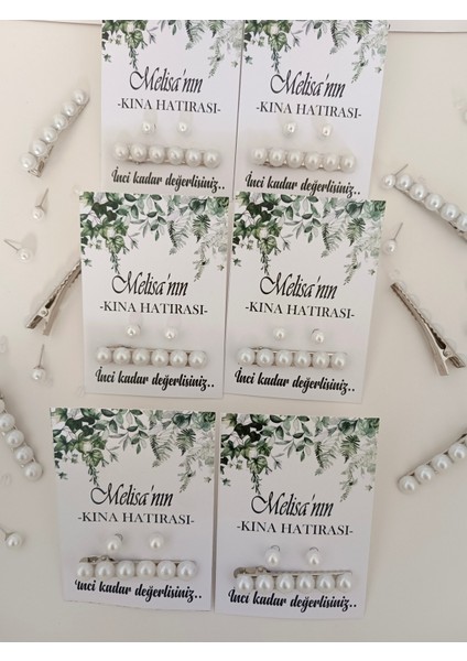 50 Adet Kına Hediyesi Inci Toka+Inci Küpe