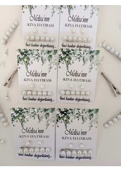 50 Adet Kına Hediyesi Inci Toka+Inci Küpe modelleri