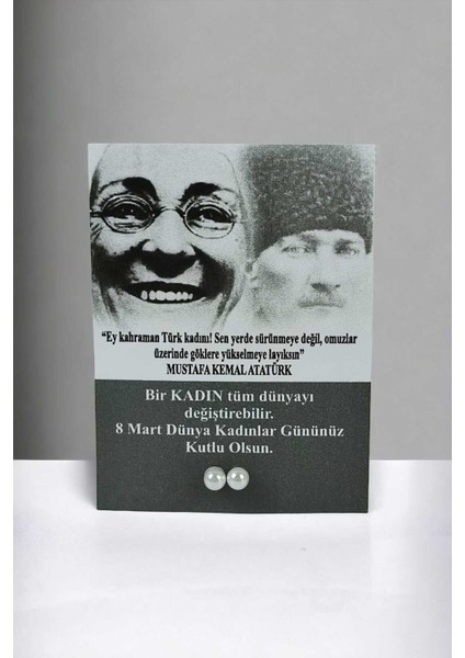 8 Mart Dünya Kadınlar Günü Hediyesi Inci Küpe Zübeyde Hanım ve M.kemal Atatürklü 25 Adet(25 Çift)