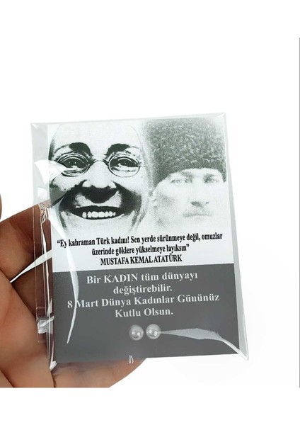 8 Mart Dünya Kadınlar Günü Hediyesi Inci Küpe Zübeyde Hanım ve M.kemal Atatürklü 25 Adet(25 Çift) fiyatları