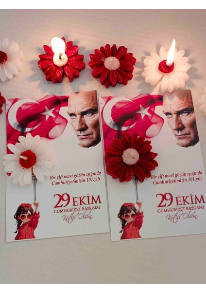 10 Adet Cumhuriyet Bayramı Hediyesi Papatya Mum