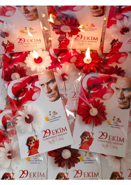 10 Adet Cumhuriyet Bayramı Hediyesi Papatya Mum fiyatları