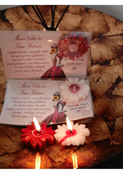 10 Adet Kına Hatırası Papatya Mum, Kına Mumu modelleri