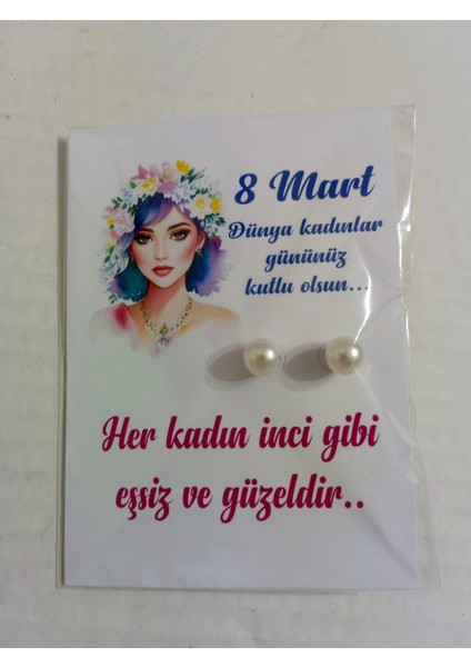 8 Mart Kadınlar Günü Hediyelik Inci Küpeli (16 Adet) fiyatları