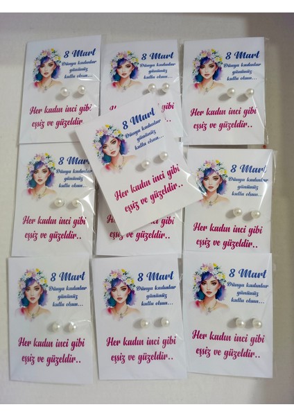 8 Mart Kadınlar Günü Hediyelik Inci Küpeli (16 Adet) fırsatları