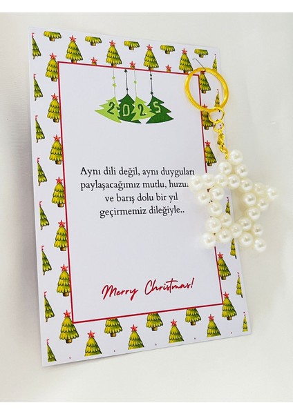 Yılbaşı Noel Hediyelikleri Incili Yıldız Anahtarlık 15 Adet