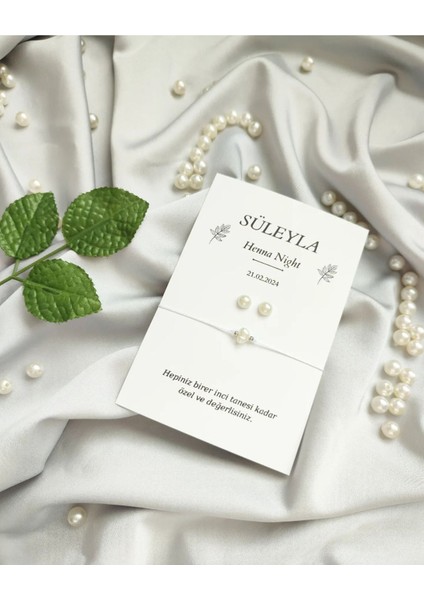 20 Adet Hediyelik Kına Hatırası Kalpli Şans Bilekliği ve Inci Küpe