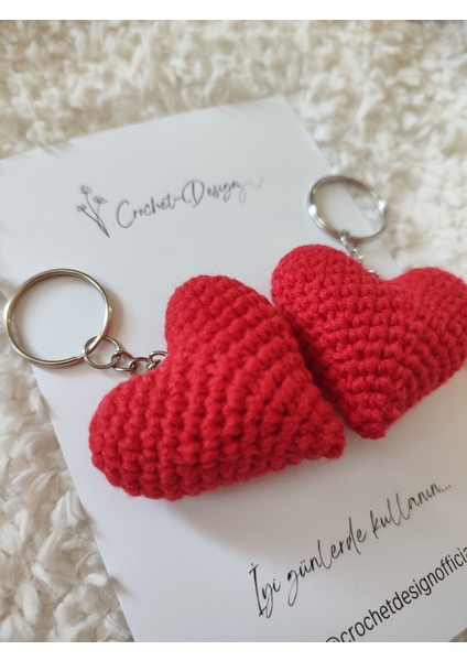 2'li Kalp Anahtarlık Kırmızı Kalp Hediyelik Çift Anahtarlık Sevgili Anahtarlık