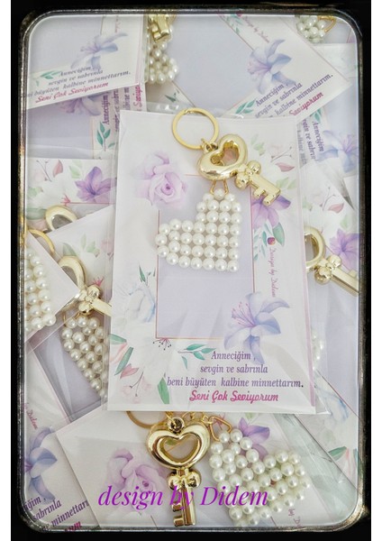 20 Adet Veliye Hediye, Karne Hatırası Anahtarlık,inci Kalpli Gold Detaylı Anahtarlık, fiyatları
