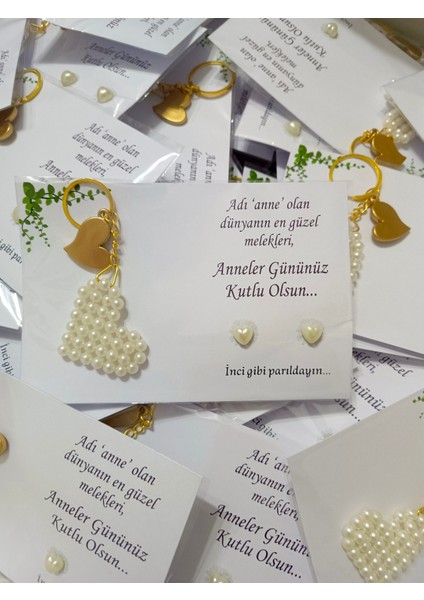 10 Adet Anneler Günü Anahtarlık ve Inci Küpe fırsatları