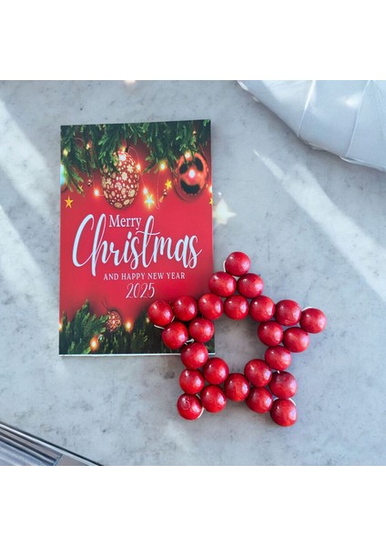 Ahşap Yıldız Anahtarlık ve Hediye Kartı Seti-Yılbaşı Tebrik Kartı-5 Adet-Kurumsal Hediye-Yeni Yıl fırsatları