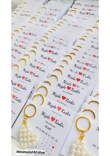 Kişiye Özel Incili Kalpli Anahtarlık Söz/nişan/nikah/doğum Günü/kına 20 Adett