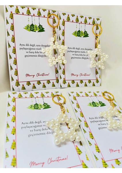 Yılbaşı Noel Hediyelikleri Incili Yıldız Anahtarlık 15 Adet fiyatları