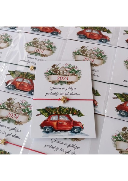 2024 Yılbaşı Konsept Kırmızı Ip Gold Yonca Hediyeliği 32 Adet fiyatları