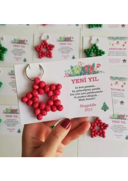 Yılbaşı - Yeni Yıl Hediyelik Yıldız Anahtarlık (10 Adet)
