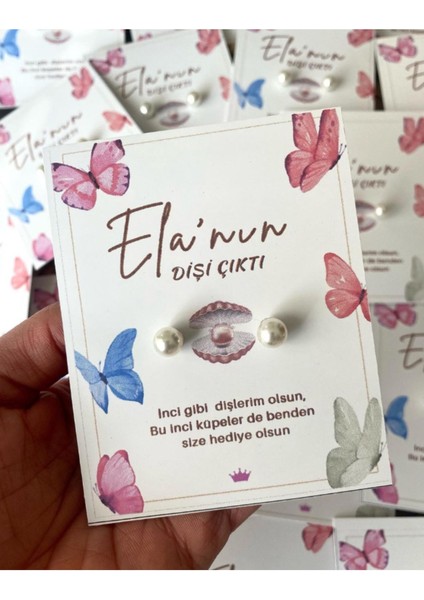 Kelebek Konsept Kişiye Özel Isimli Inci Küpe Hediyesi 18 Adet