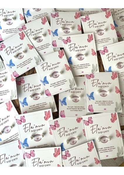 Kelebek Konsept Kişiye Özel Isimli Inci Küpe Hediyesi 18 Adet modelleri