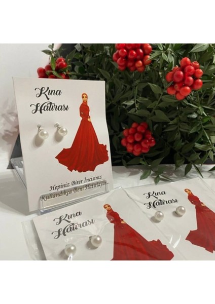 Inci Küpe Kına Hediyelik Tesettürlü Kına Hatırası Nişan Hediyelik Küpe Kına, Nikah, Düğün 10'lu