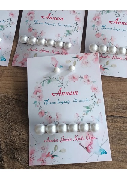 2'li Set Anneler Günü Hediyeliği (Inci Küpe - Inci Toka)24 Adet modelleri