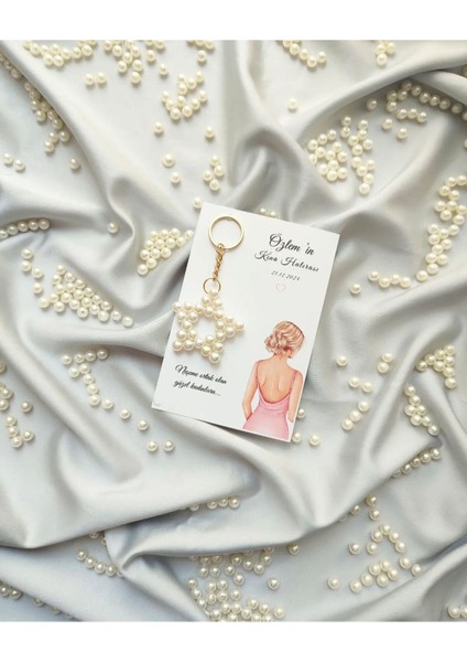 10 Adet Yenidoğan, Mevlid, Doğum Günü, Düğün, Kına Hediyelik Inci Yıldız Boncuk Anahtarlık