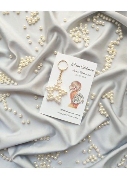 10 Adet Yenidoğan, Mevlid, Doğum Günü, Düğün, Kına Hediyelik Inci Yıldız Boncuk Anahtarlık fiyatları