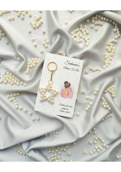 10 Adet Yenidoğan, Mevlid, Doğum Günü, Düğün, Kına Hediyelik Inci Yıldız Boncuk Anahtarlık