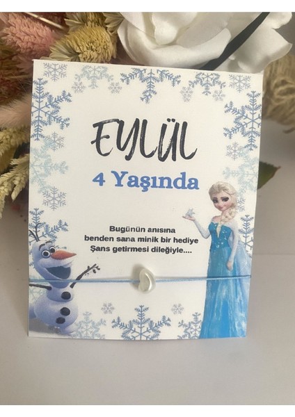 Kişiye Özel Isimli Karlar Ülkesi Elsa Konsept Şans Bilekliği Doğum Günü Hediyeliği 12 Adet