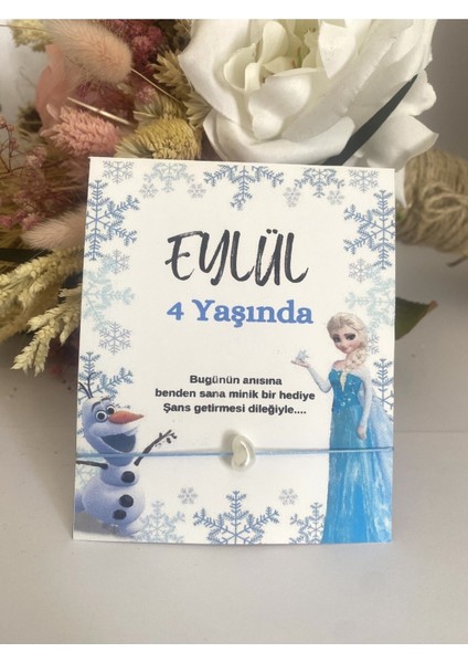 Kişiye Özel Isimli Karlar Ülkesi Elsa Konsept Şans Bilekliği Doğum Günü Hediyeliği 12 Adet modelleri