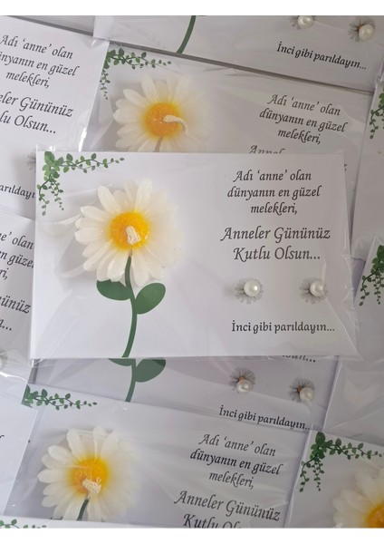 Anneler Günü Hediyesi Hediyesi 20 Çift Inci Küpe Kartlı Anneye, Anneme Hediye