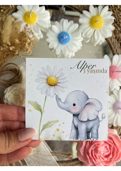 20 Adet Özel Tasarlanmış Kart ve Papatya Mum. Bebek Doğum, Babyshower, Doğum Günü, Hediyelik fiyatları