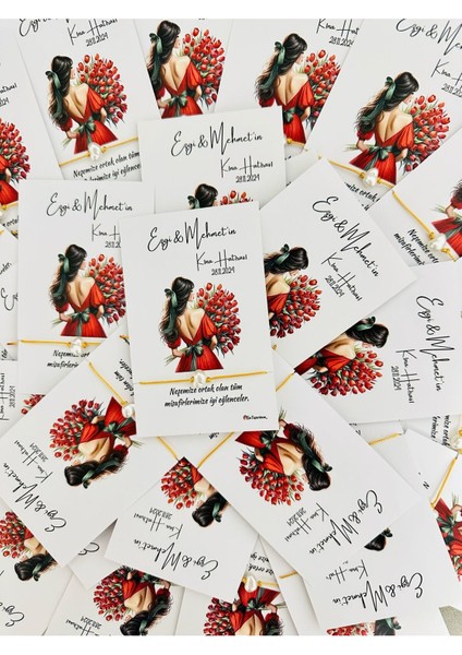 Kişiye Özel Kartlı Şans Bilekliği Kına Hediyeliği (100 Adet)