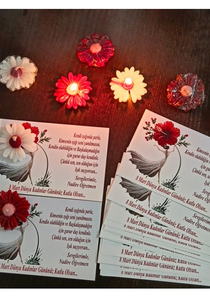 8 Mart Dünya Kadınlar Günü Hediyelik Papatya Mum (10 Adet) modelleri