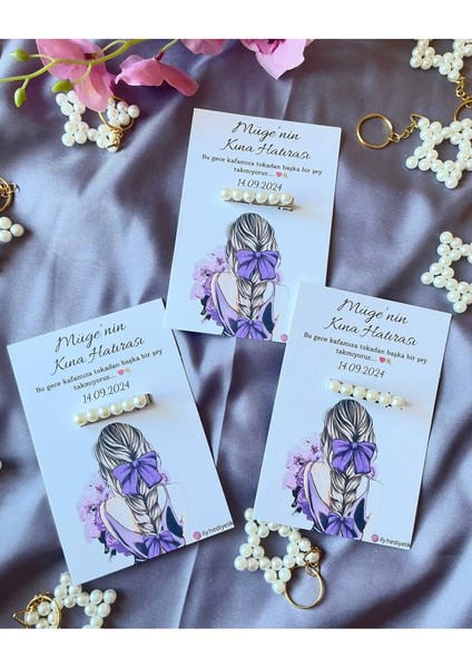 20 Adet Hediyelik Inci Toka Kına Hatırası Kartı - Kişiye Özel Tasarım Imkanı modelleri