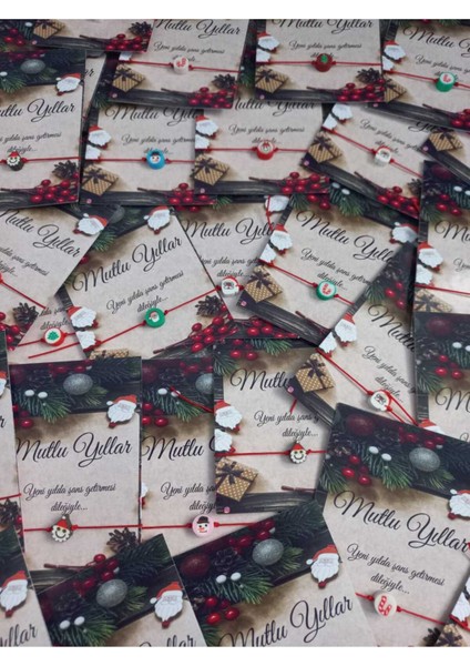 Mutlu Yıllar Konseptli Yılbaşı Karışık Temalı Fimo Figür Bileklik Hediyeliği 32 Adet fiyatları