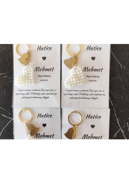 Hediyelik Kalp Aparatlı Inci Anahtarlık (50 Adet) fiyatları