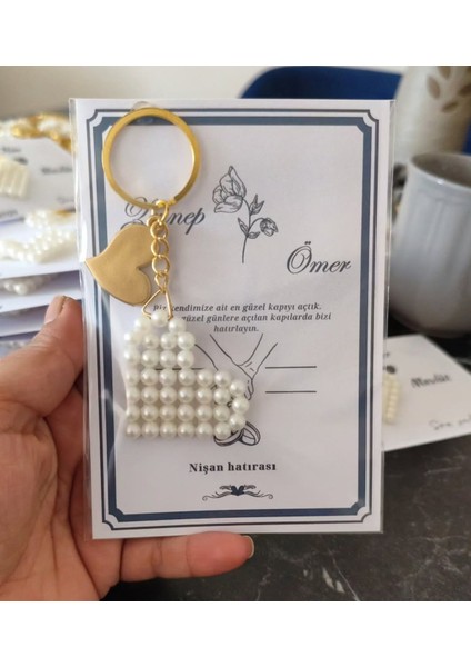 Hediyelik Kalp Aparatlı Inci Anahtarlık (50 Adet) fırsatları